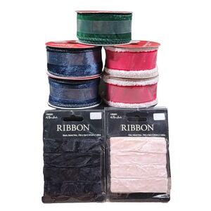 Velvet Wired Edge Ribbon Lot 25 Yds Santa Christmas Red Blue Green Pink Black